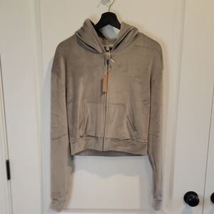 Skims Velour Zip Up Hoodie, Silver/grey, Size Medium, NWT!!
